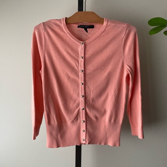 WHBM Peach Pink Short Knit Button Down Sweater Size Small - Picture 1 of 6